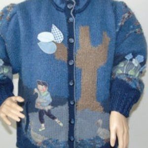 Mohair applique sweater/ jacket.  Cute.